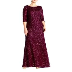 Adrianna Papell Plus Cabernet Sequin Dress NWT